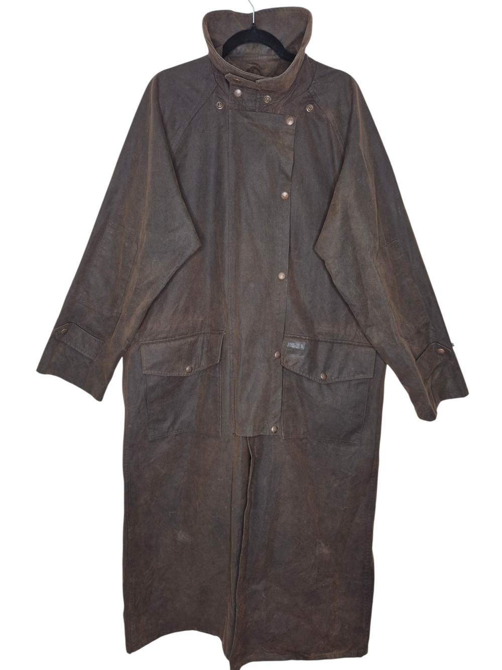 Outback Trading Co Oilskin Duster Coat Brown Waxed Canvas Mens Large 25x52